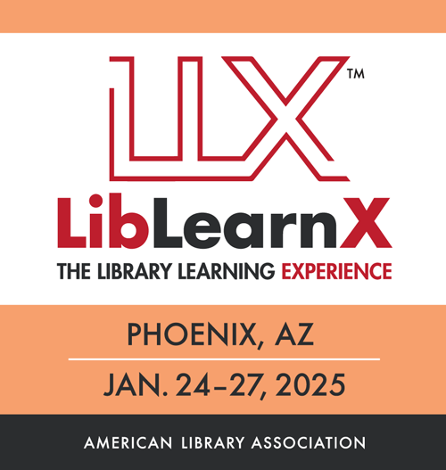 Logo for LibLearnX, The Library Learning Experience, Phoenix AZ, January 24–27, 2025, American Library Association